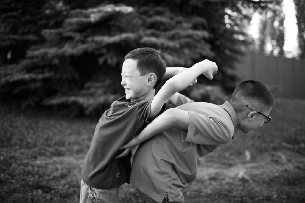 Brothers being silly in Calgary photography session