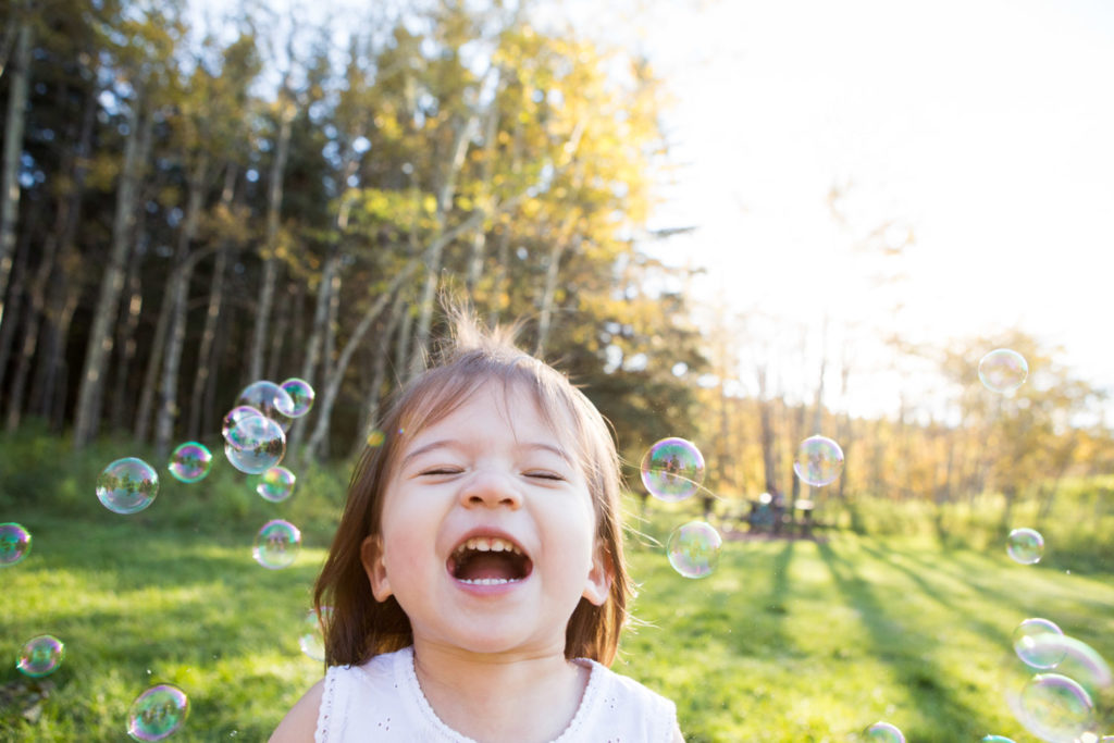 Little girl with bubbles Calgary family session